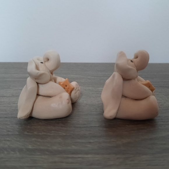 Handmade Clay Pottery Elephant Angel Miniature Figurines Artist Signed - Picture 5 of 14